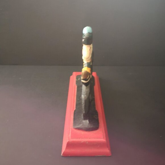 Vintage Cast Iron Nut Cracker on a Red Wooden Base Christmas Soldier - Picture 4 of 5